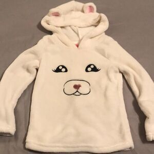 Isaac Mizrahi White Fur Bear Hoodie w Ears - Sz S4